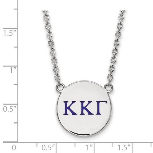 LogoArt Kappa Kappa Gamma Necklace - Sterling Silver Rhodium-Plated Sorority Greek Letters Large Color Enamel Pendant 18 Inch - SS028KKG-18 - View 2