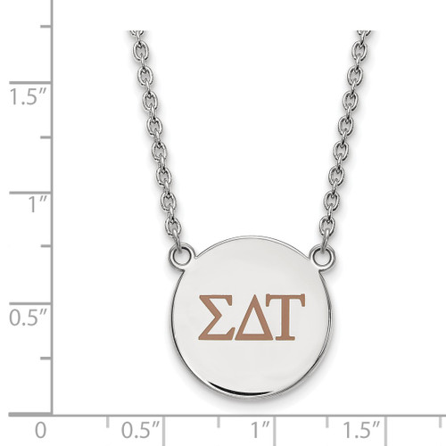 LogoArt Sigma Delta Tau Necklace - Sterling Silver Rhodium-Plated Sorority Greek Letters Large Color Enamel Pendant 18 Inch - SS028SDT-18 - View 2