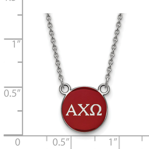 LogoArt Alpha Chi Omega Necklace - Sterling Silver Rhodium-Plated Sorority Greek Letters Small Color Enamel Pendant 18 Inch - SS029ACO-18 - View 2