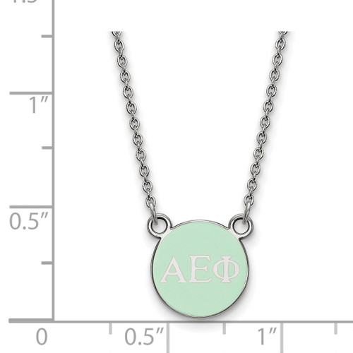 LogoArt Alpha Epsilon Phi Necklace - Sterling Silver Rhodium-Plated Sorority Greek Letters Extra Small Color Enamel Pendant 18 Inch - SS029AEP-18 - View 2