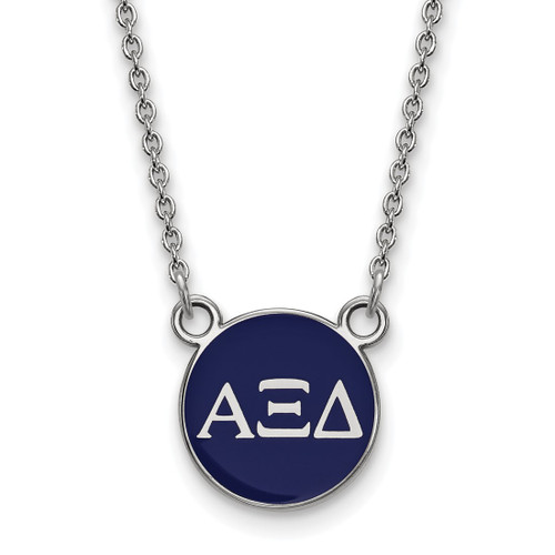 LogoArt Alpha Xi Delta Necklace - Sterling Silver Rhodium-Plated Sorority Greek Letters Small Color Enamel Pendant 18 Inch