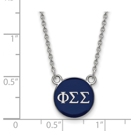 LogoArt Phi Sigma Sigma Necklace - Sterling Silver Rhodium-Plated Sorority Greek Letters Small Color Enamel Pendant 18 Inch - SS029PSS-18 - View 2