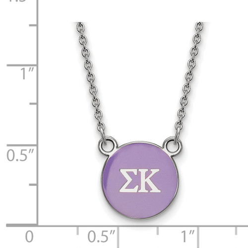 LogoArt Sigma Kappa Necklace - Sterling Silver Rhodium-Plated Sorority Greek Letters Small Color Enamel Pendant 18 Inch - SS029SKP-18 - View 2