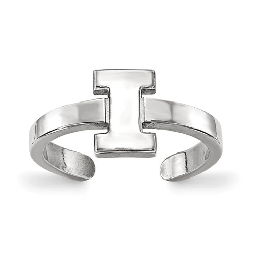 LogoArt University of Illinois Toe Ring - Sterling Silver Rhodium-Plated Letter I, 2 mm