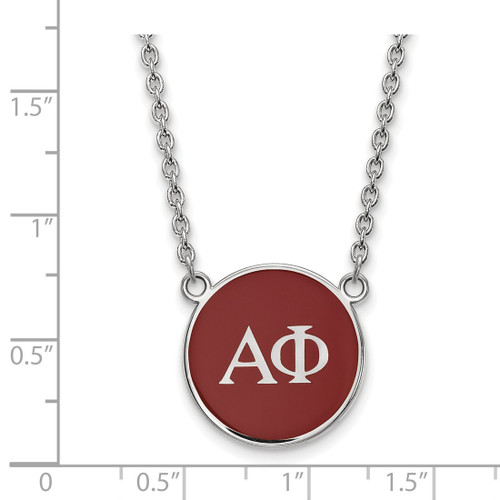 LogoArt Alpha Phi Necklace - Sterling Silver Rhodium-Plated Sorority Greek Letters Large Color Enamel Pendant 18 Inch - SS030APH-18 - View 2