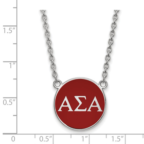 LogoArt Alpha Sigma Alpha Necklace - Sterling Silver Rhodium-Plated Sorority Greek Letters Large Color Enamel Pendant 18 Inch - SS030ASI-18 - View 2
