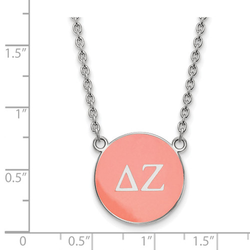 LogoArt Delta Zeta Necklace - Sterling Silver Rhodium-Plated Sorority Greek Letters Large Color Enamel Pendant 18 Inch - SS030DZ-18 - View 2