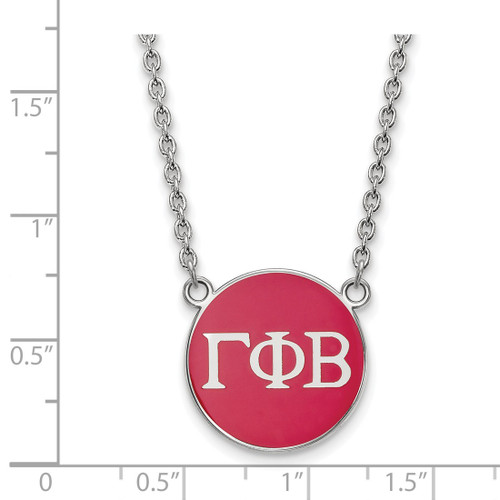 LogoArt Gamma Phi Beta Necklace - Sterling Silver Rhodium-Plated Sorority Greek Letters Large Color Enamel Pendant 18 Inch - SS030GPB-18 - View 2