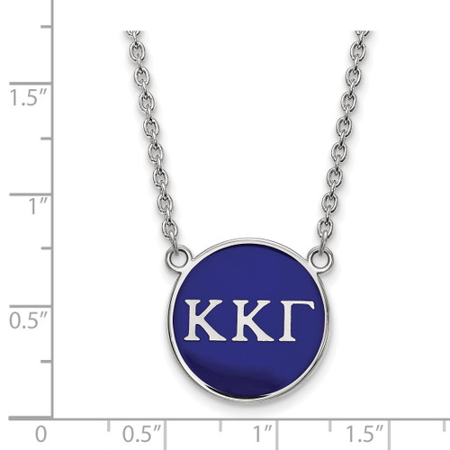 LogoArt Kappa Kappa Gamma Necklace - Sterling Silver Rhodium-Plated Sorority Greek Letters Large Color Enamel Pendant 18 Inch - SS030KKG-18 - View 2