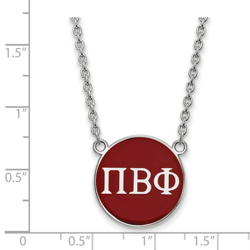 LogoArt Pi Beta Phi Necklace - Sterling Silver Rhodium-Plated Sorority Greek Letters Large Color Enamel Pendant 18 Inch - SS030PBP-18 - View 2