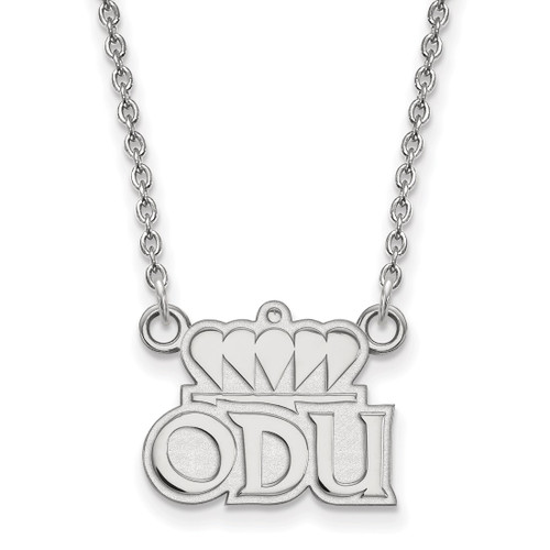 LogoArt Old Dominion University Necklace - Sterling Silver Rhodium-Plated O-D-U Small Pendant 18 Inch