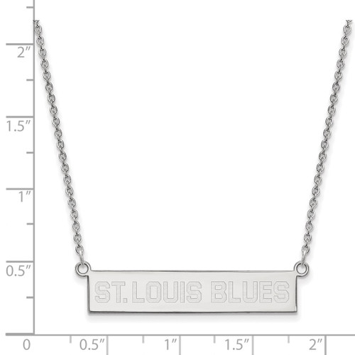 LogoArt St. Louis Blues Necklace - Sterling Silver Rhodium-Plated Small Bar 18 Inch - View 2