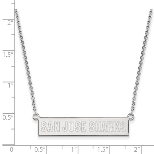 LogoArt San Jose Sharks Necklace - Sterling Silver Rhodium-Plated Small Bar 18 Inch - View 2
