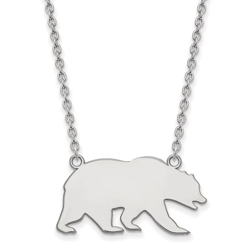 LogoArt University of California Berkeley Necklace - Sterling Silver Rhodium-Plated Bear Large Pendant 18 Inch