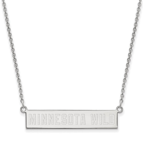 LogoArt Minnesota Wild Necklace - Sterling Silver Rhodium-Plated Small Bar 18 Inch