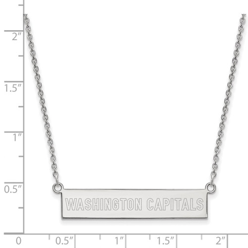 LogoArt Washington Capitals Necklace - Sterling Silver Rhodium-Plated Small Bar 18 Inch - View 2