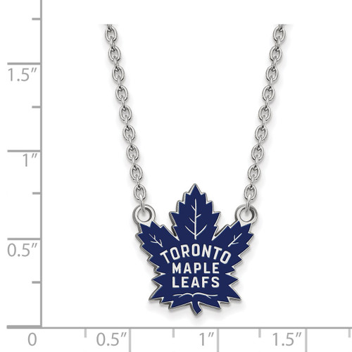 LogoArt Toronto Maple Leafs Necklace - Sterling Silver Rhodium-Plated Large Enameled Pendant 18 Inch - View 2