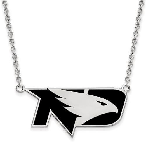 LogoArt University of North Dakota Necklace - Sterling Silver Rhodium-Plated Large Enameled Pendant 18 Inch