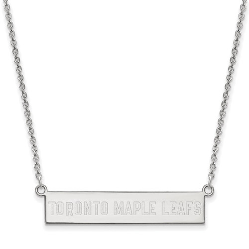 LogoArt Toronto Maple Leafs Necklace - Sterling Silver Rhodium-Plated Small Bar 18 Inch