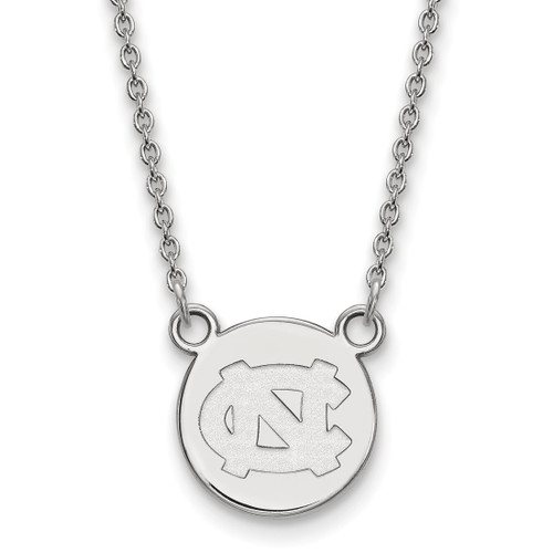 LogoArt University of North Carolina Necklace - Sterling Silver Rhodium-Plated Small Disc 18 Inch
