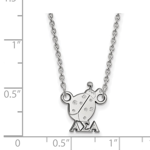 LogoArt Alpha Sigma Alpha Necklace - Sterling Silver Rhodium-Plated Sorority Symbol Extra Small Pendant 18 Inch - View 2