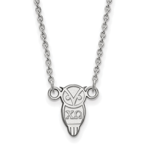 LogoArt Chi Omega Necklace - Sterling Silver Rhodium-Plated Sorority Symbol Extra Small Pendant 18 Inch
