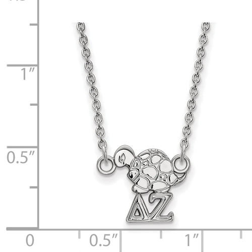 LogoArt Delta Zeta Necklace - Sterling Silver Rhodium-Plated Sorority Symbol Extra Small Pendant 18 Inch - View 2