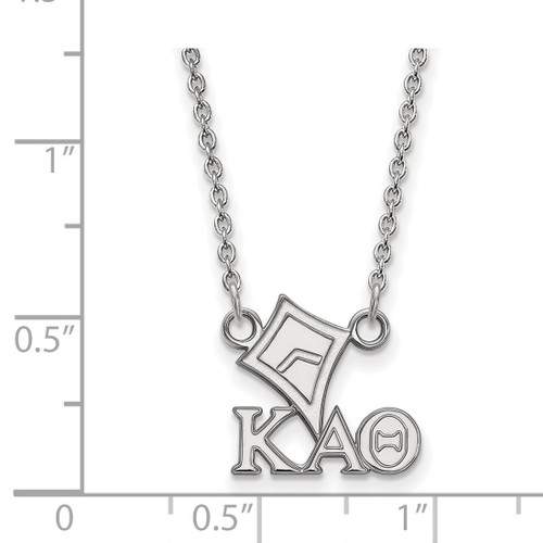 LogoArt Kappa Alpha Theta Necklace - Sterling Silver Rhodium-Plated Sorority Symbol Extra Small Pendant 18 Inch - View 2