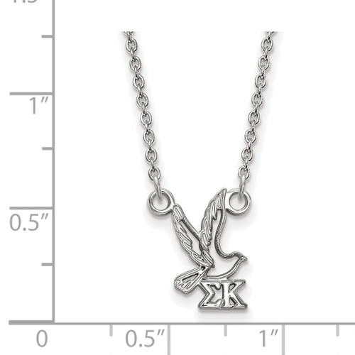 LogoArt Sigma Kappa Necklace - Sterling Silver Rhodium-Plated Sorority Symbol Extra Small Pendant 18 Inch - View 2