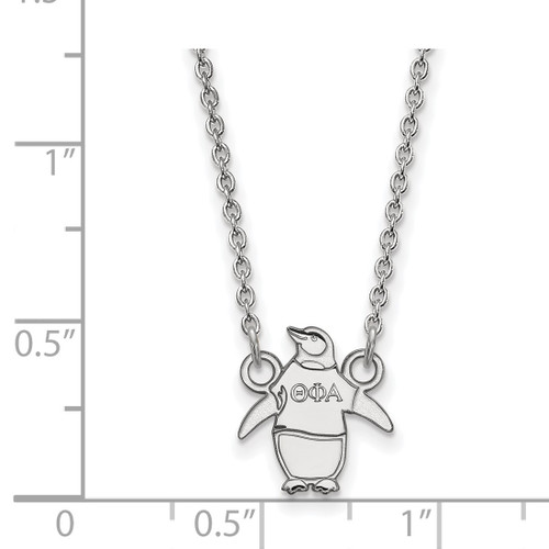 LogoArt Theta Phi Alpha Necklace - Sterling Silver Rhodium-Plated Sorority Symbol Extra Small Pendant 18 Inch - View 2