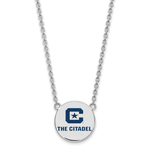 LogoArt The Citadel Necklace - Sterling S. Rhodium-Plated-P Large Enamel Pendant with - View 2