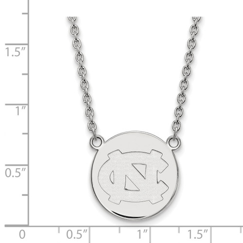 LogoArt University of North Carolina Necklace - Sterling Silver Rhodium-Plated Large Disc 18 Inch - View 2
