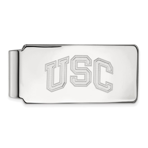 LogoArt University of Southern California Money Clip - Sterling Silver Rhodium-Plated U-S-C