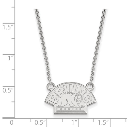 LogoArt Boston Bruins Necklace - Sterling Silver Rhodium-Plated Small Pendant 18 Inch, 19 mm Wide - View 2