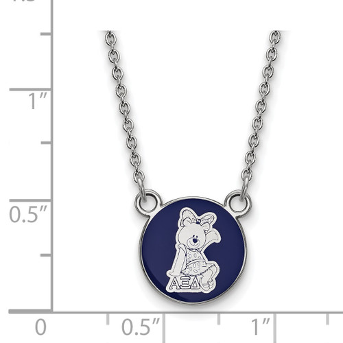 LogoArt Alpha Xi Delta Necklace - Sterling Silver Rhodium-Plated Sorority Symbol Small Color Enamel Pendant 18 Inch - SS042AXD-18 - View 2