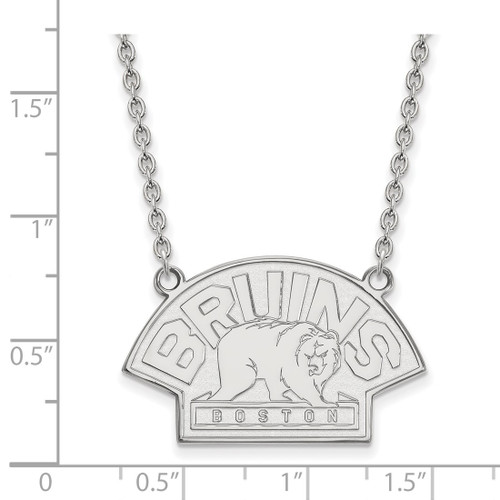 LogoArt Boston Bruins Necklace - Sterling Silver Rhodium-Plated Large Pendant 18 Inch, 31 mm Wide - View 2
