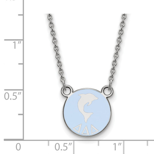 LogoArt Delta Delta Delta Necklace - Sterling Silver Rhodium-Plated Sorority Symbol Small Color Enamel Pendant 18 Inch - SS042DDD-18 - View 2