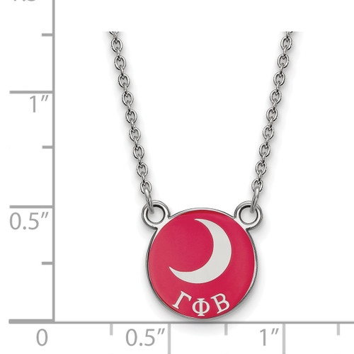 LogoArt Gamma Phi Beta Necklace - Sterling Silver Rhodium-Plated Sorority Symbol Small Color Enamel Pendant 18 Inch - SS042GPB-18 - View 2