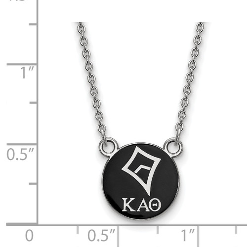 LogoArt Kappa Alpha Theta Necklace - Sterling Silver Rhodium-Plated Sorority Symbol Small Color Enamel Pendant 18 Inch - SS042KAT-18 - View 2