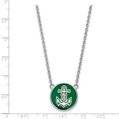 LogoArt Alpha Sigma Tau Necklace - Sterling Silver Rhodium-Plated Sorority Symbol Large Color Enamel Pendant 18 Inch - SS043ALS-18 - View 2
