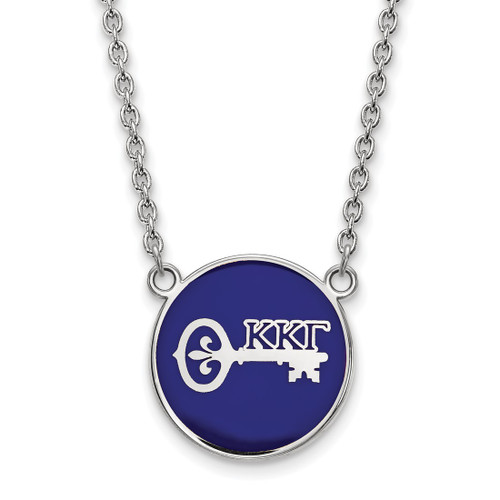 LogoArt Kappa Kappa Gamma Necklace - Sterling Silver Rhodium-Plated Sorority Symbol Large Color Enamel Pendant 18 Inch - SS043KKG-18