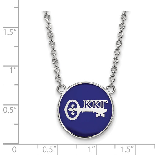 LogoArt Kappa Kappa Gamma Necklace - Sterling Silver Rhodium-Plated Sorority Symbol Large Color Enamel Pendant 18 Inch - SS043KKG-18 - View 2
