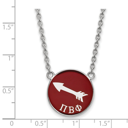 LogoArt Pi Beta Phi Necklace - Sterling Silver Rhodium-Plated Sorority Symbol Large Color Enamel Pendant 18 Inch - SS043PBP-18 - View 2