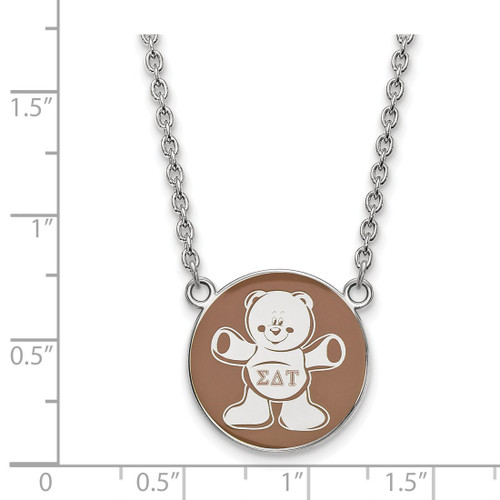 LogoArt Sigma Delta Tau Necklace - Sterling Silver Rhodium-Plated Sorority Symbol Large Color Enamel Pendant 18 Inch - SS043SDT-18 - View 2