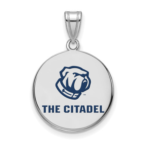 LogoArt The Citadel Pendant - Rhodium-Plated Sterling Silver Large Enamel