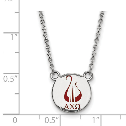 LogoArt Alpha Chi Omega Necklace - Sterling Silver Rhodium-Plated Sorority Symbol Small Color Enamel Pendant 18 Inch - SS044ACO-18 - View 2