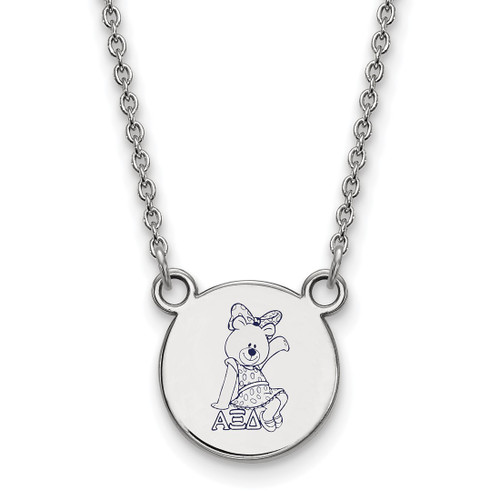 LogoArt Alpha Xi Delta Necklace - Sterling Silver Rhodium-Plated Sorority Symbol Small Color Enamel Pendant 18 Inch - SS044AXD-18