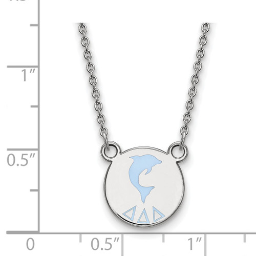 LogoArt Delta Delta Delta Necklace - Sterling Silver Rhodium-Plated Sorority Symbol Small Color Enamel Pendant 18 Inch - SS044DDD-18 - View 2