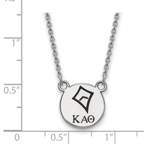 LogoArt Kappa Alpha Theta Necklace - Sterling Silver Rhodium-Plated Sorority Symbol Small Color Enamel Pendant 18 Inch - SS044KAT-18 - View 2