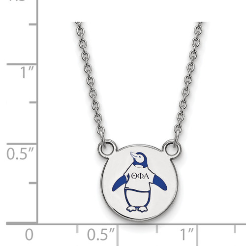 LogoArt Theta Phi Alpha Necklace - Sterling Silver Rhodium-Plated Sorority Symbol Small Color Enamel Pendant 18 Inch - SS044TPA-18 - View 2